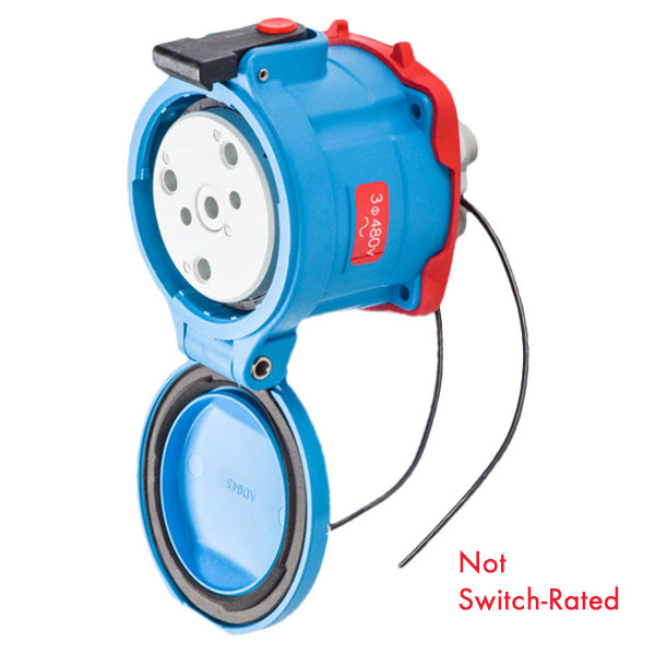 33-64243-C-K04-972-352 - DS100C RECEPTACLE POLY BLUE SIZE 4 TYPE 3R 3P+G 100A 480 VAC 60 Hz +2 AUX STRAIGHT INSERTION